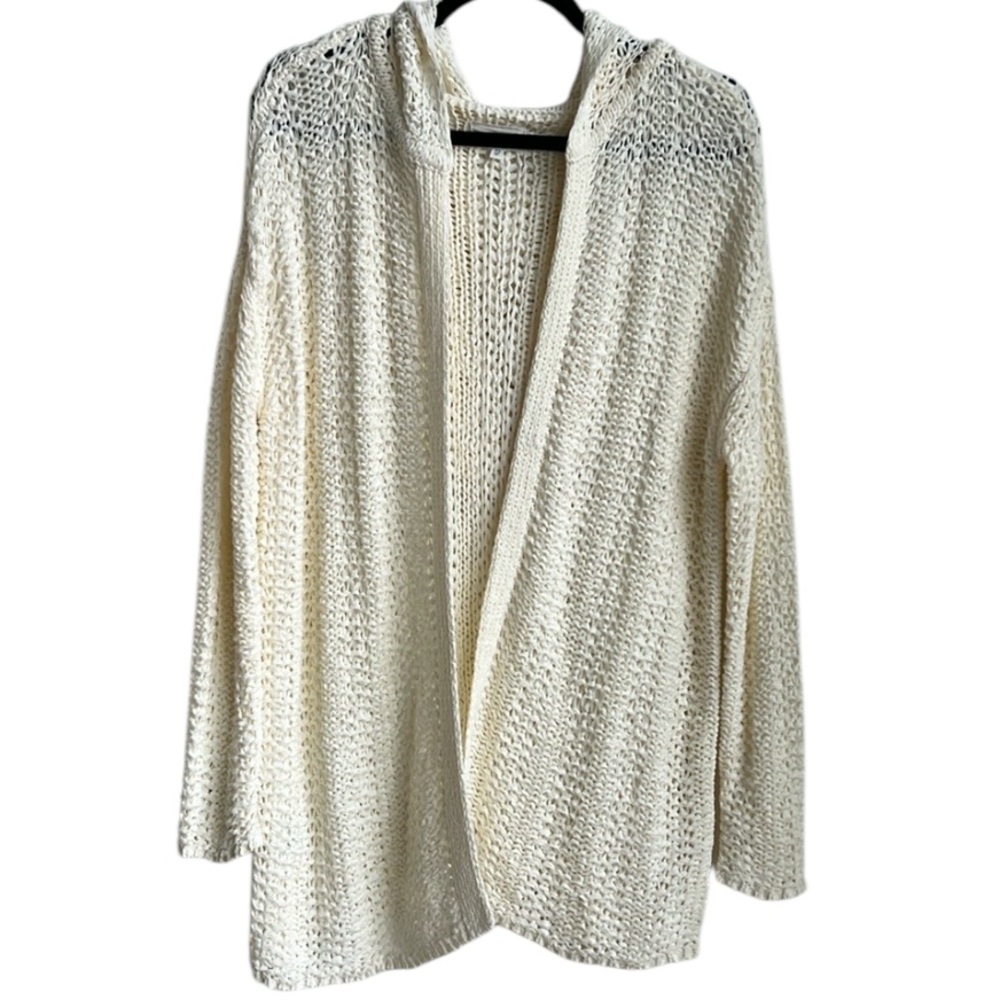 Lou & Grey Cream Open Front Hooded Cardigan